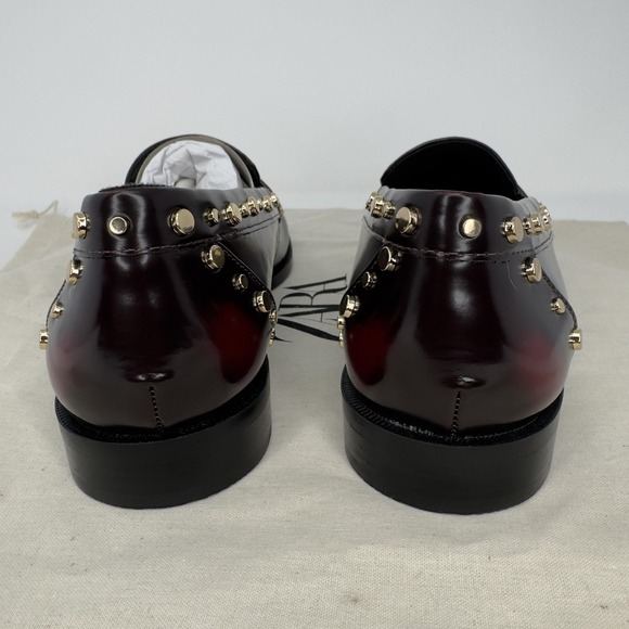 Zara Studded Penny Loafer Shoes Womens Size 7.5 Brown Gold Slip On Flats - Picture 7 of 10